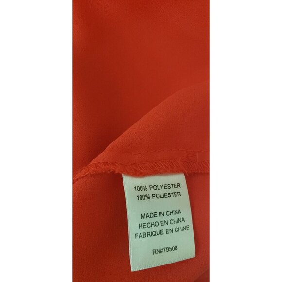 VIOLET AND CLAIRE PLEATED V NECK LONG SLEEVE RED BLOUSE XLARGE - Picture 5 of 7